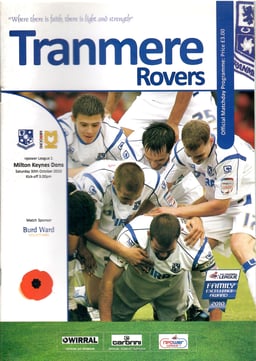 Tranmere Rovers v Milton Keynes Dons Match Programme 2010-10-30